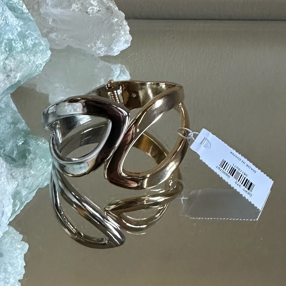 Mixed Metal Gold and Silver Cuff Bracelet